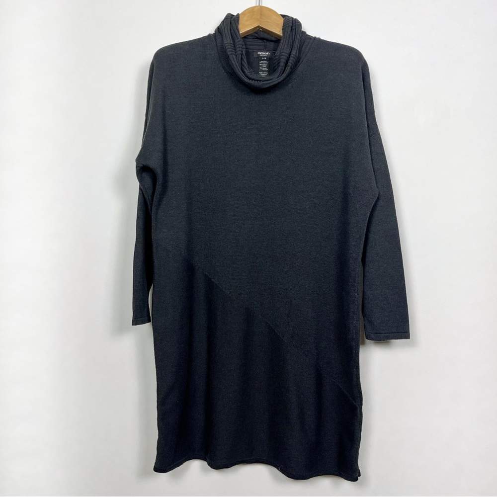 Olsen Long Sleeve Charcoal‎ Cotton Blend Knit Turtleneck Sweater Dress Size XL